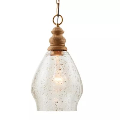 Wood and Seeded Glass Mini Pendant by Capital Lighting at