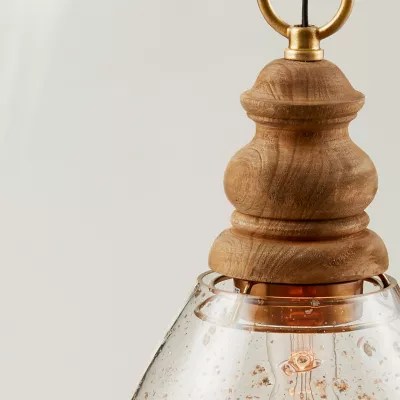 Wood and Seeded Glass Mini Pendant by Capital Lighting at