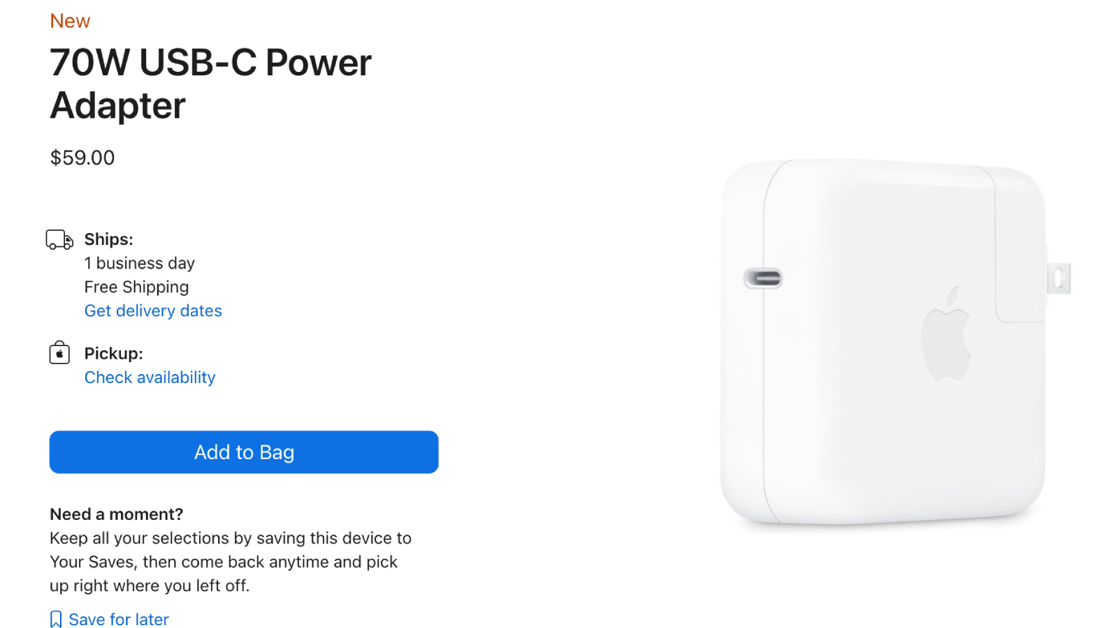Apple Releases New 70W Power Adapter Alongside 15Inch MacBook Air