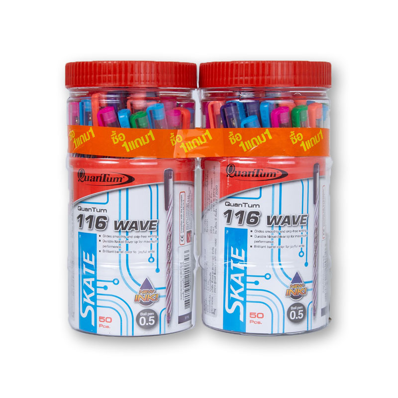 QUANTUM Ball Pen Model 116Wave Blue 50+50 pcs Makro PRO