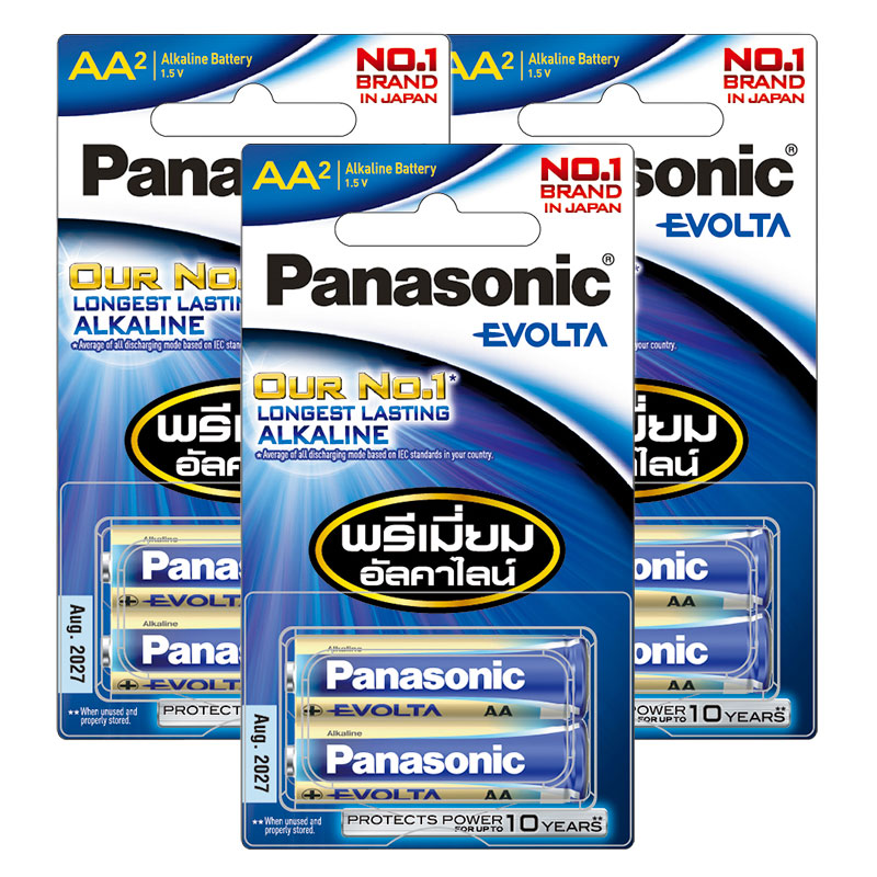 PANASONIC Evolta Alkaline Battery AA Model LR6EG 2 pcs x 3 Makro PRO