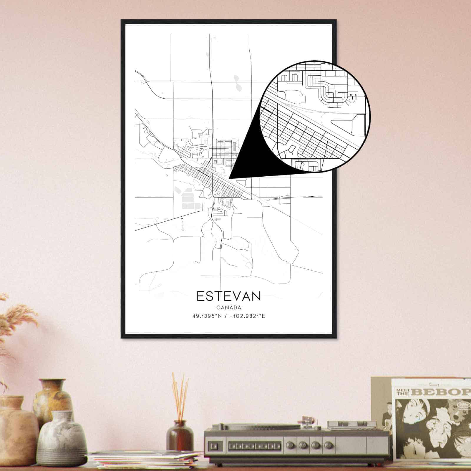 Estevan Canada Map Poster, Modern Home Decor Wall Art Print Custom