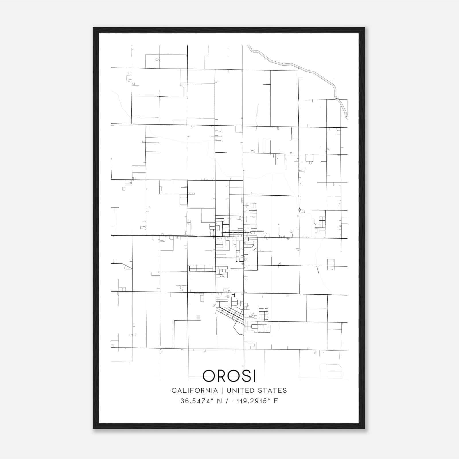 Orosi California Map Poster, Modern Home Decor Wall Art Print Custom Maps & Posters
