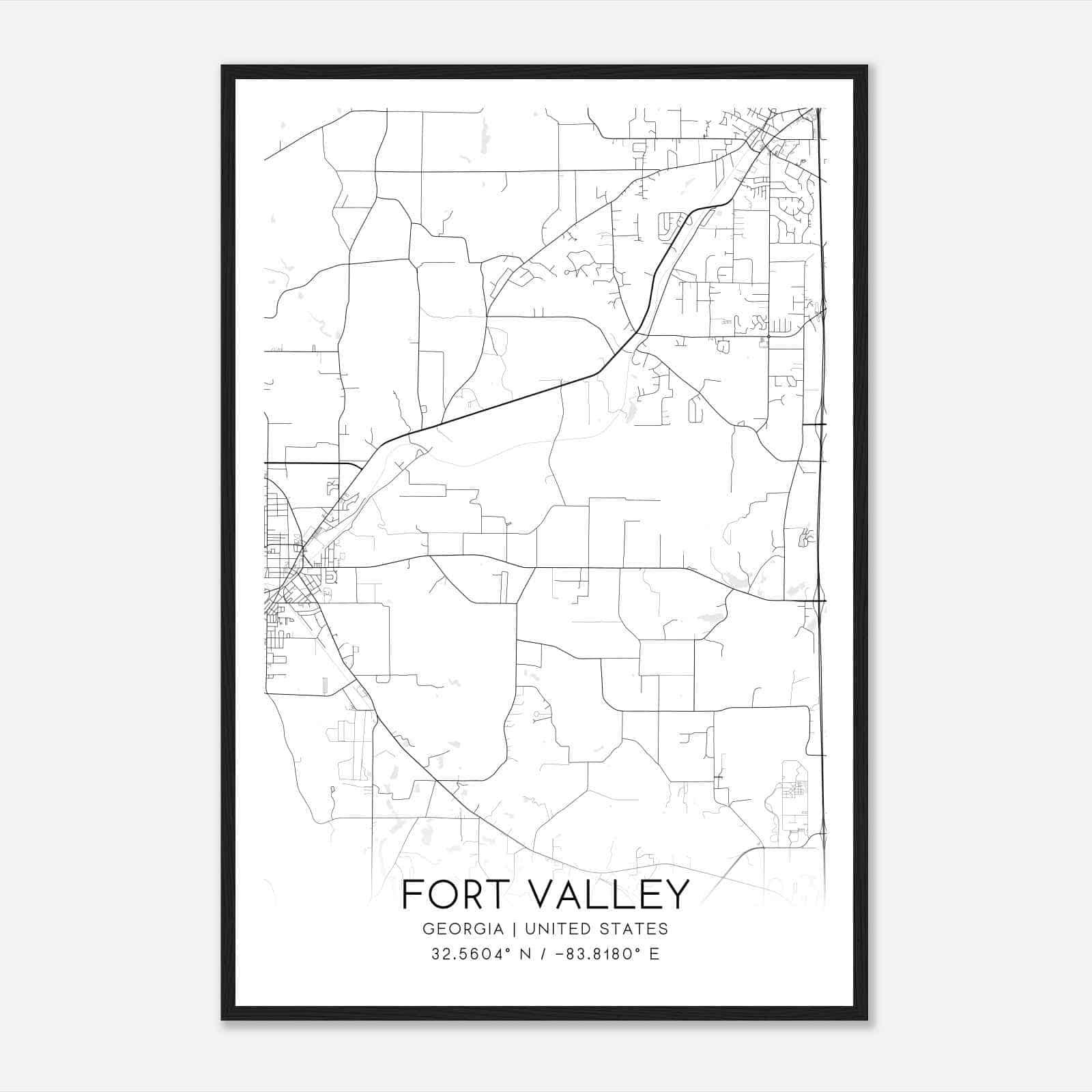 Fort Valley Map Poster, Modern Home Decor Wall Art Print