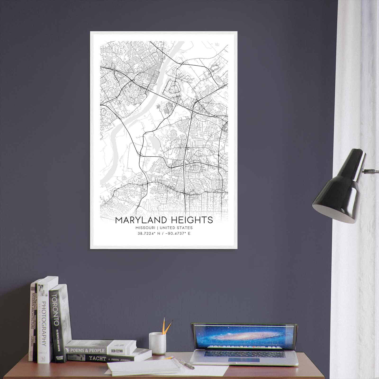 Maryland Heights Missouri Map Poster, Modern Home Decor Wall Art Print
