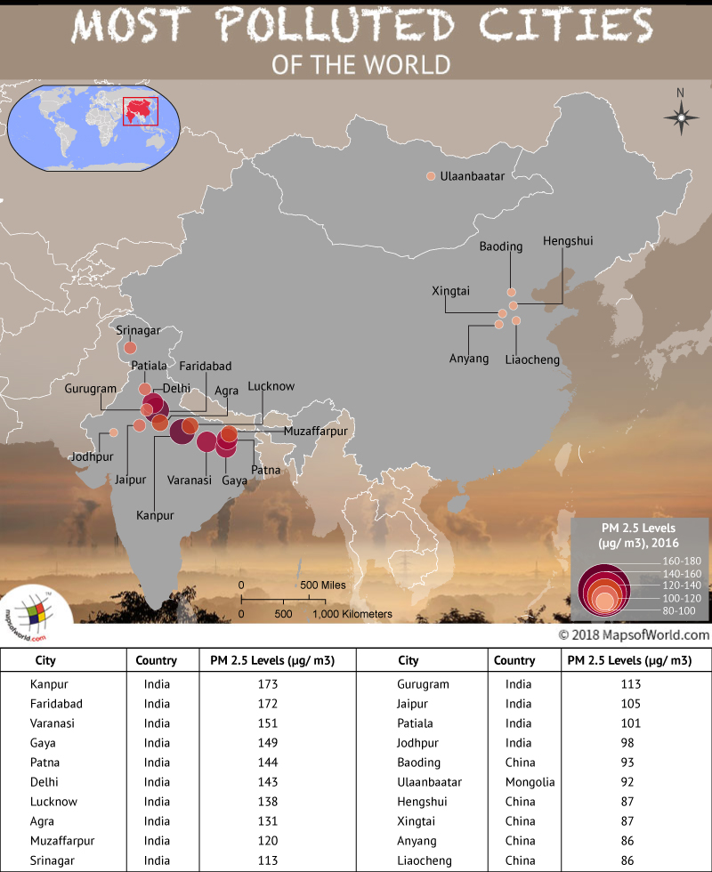 What are the most air polluted cities in the world? Answers