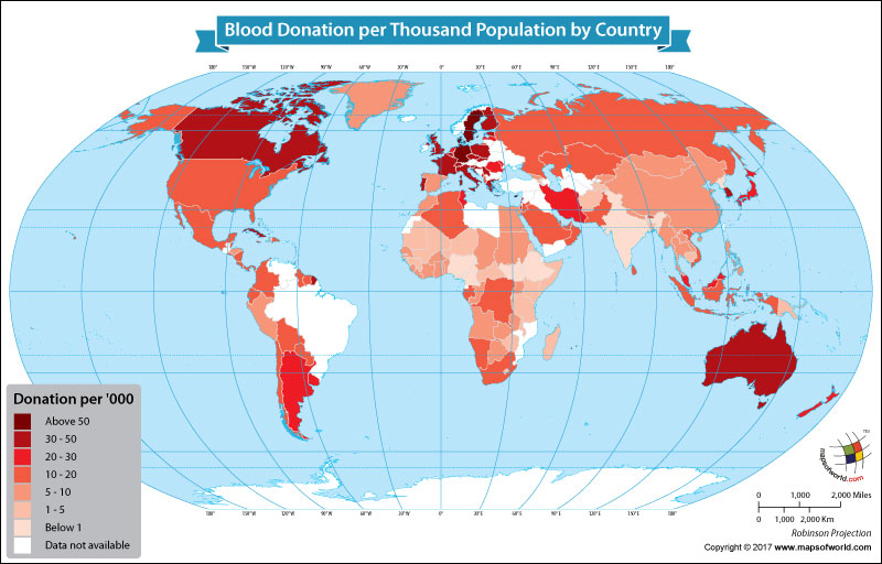 What countries record the highest blood donors? Answers