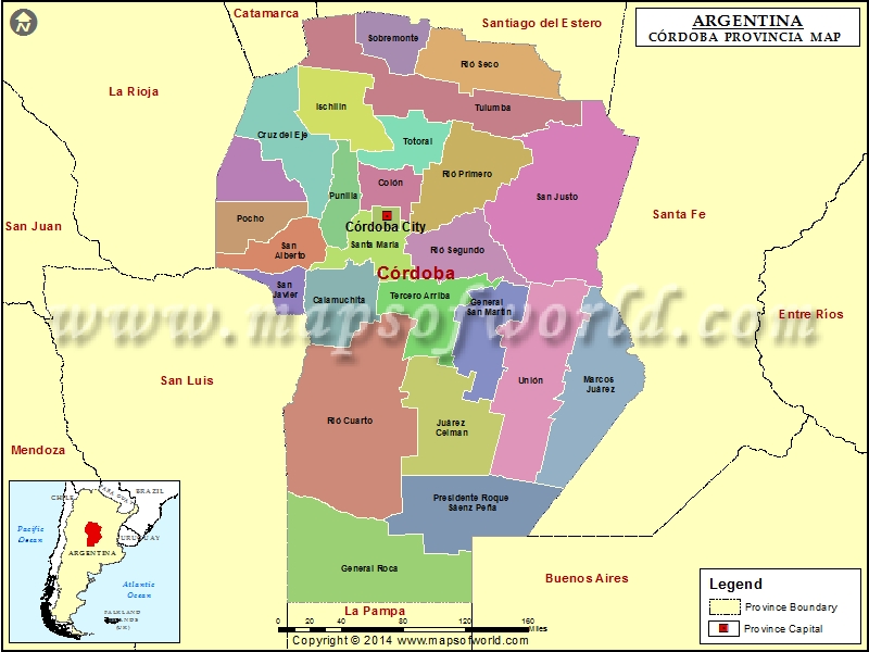 Córdoba Argentina Map Córdoba Province Argentina Map