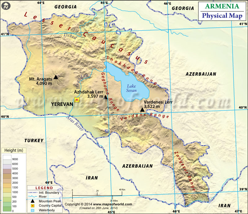 Physical Map of Armenia