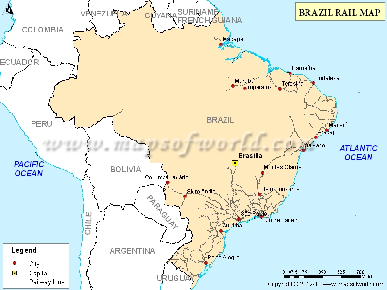 Brazil Railway Map Map of Brazil Railways