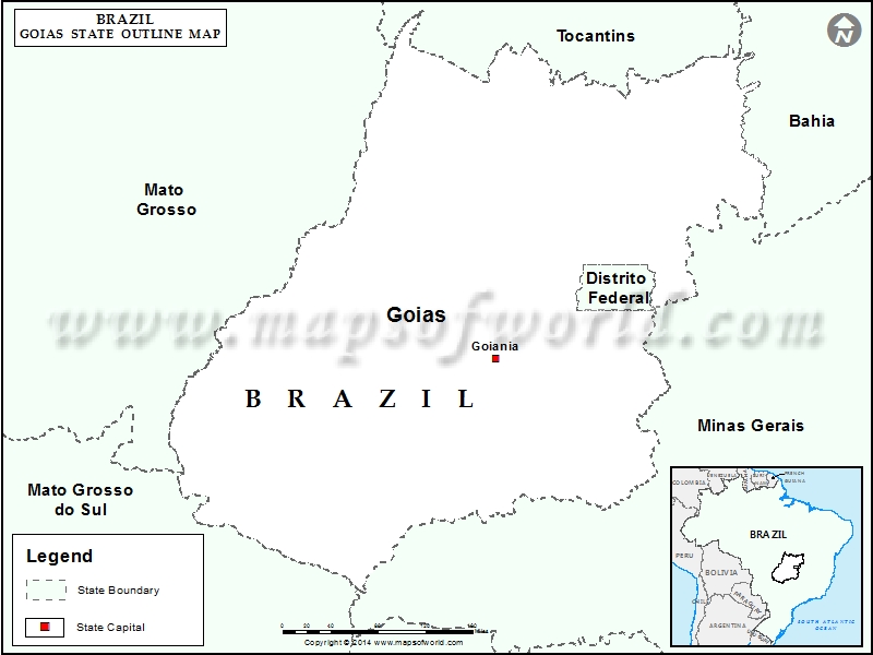 Goias Map, State of Goias Brazil