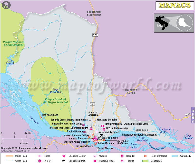Manaus Brazil Map Manaus Map