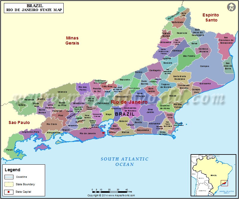 Map of Rio de Janeiro State Brazil