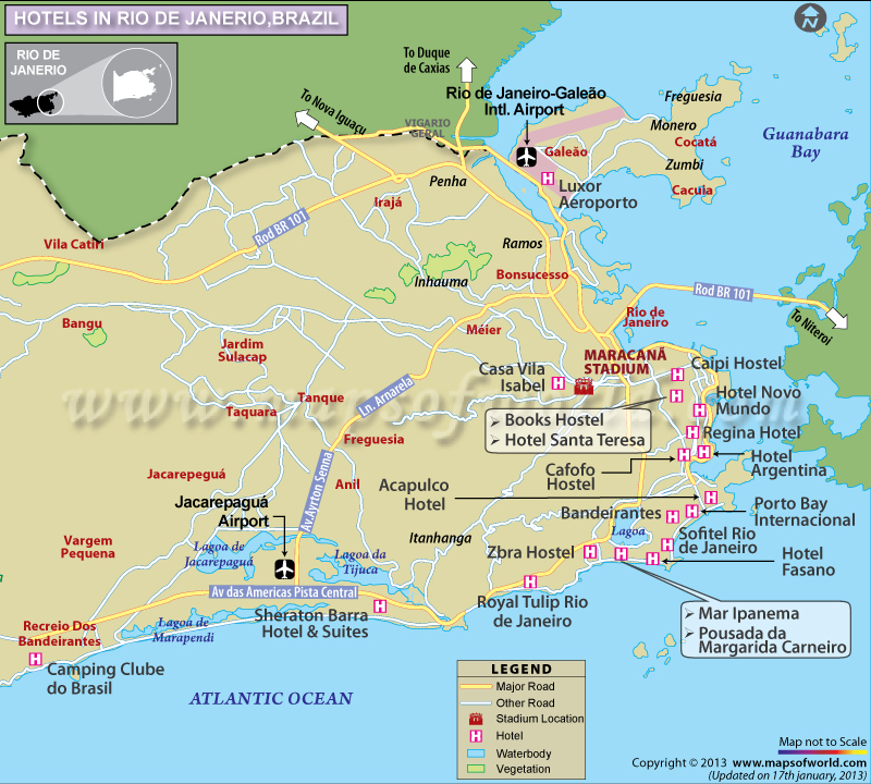 Rio De Janeiro Hotels Map Map of Hotels in Rio De Janeiro City
