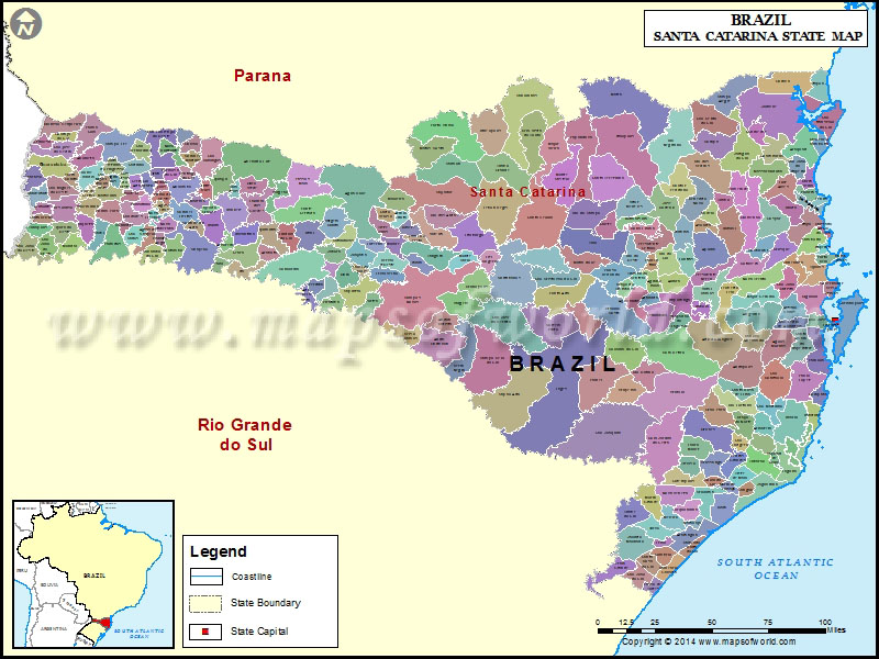 Santa Catarina Map, State of Santa Catarina Brazil