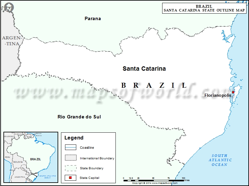 Map of Santa Catarina, Brazil Time.is