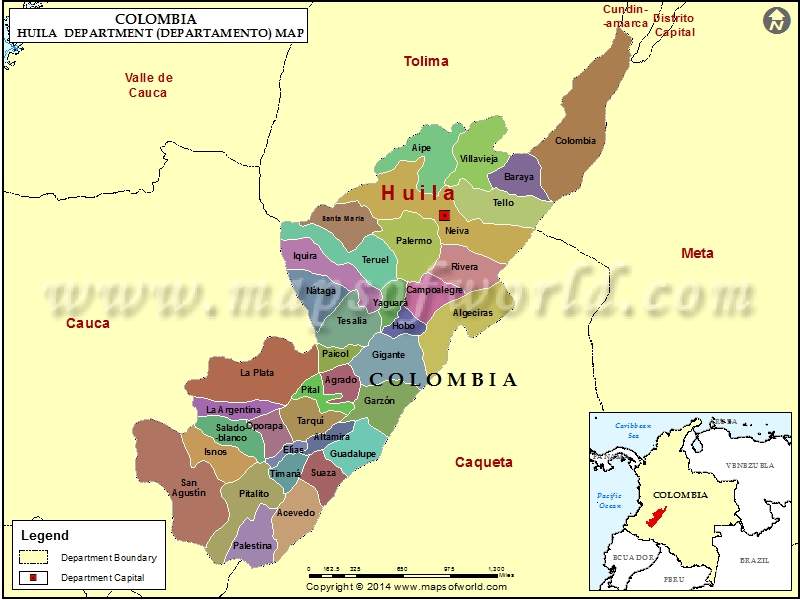 Mapa del Huila Huila Colombia Map