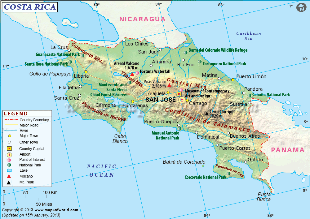 Costa Rica Map Map of Costa Rica Collection of Costa Rica Maps