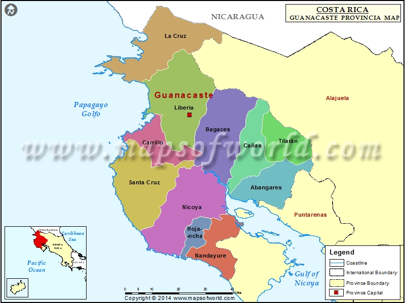 Guanacaste Costa Rica Map Guanacaste Map