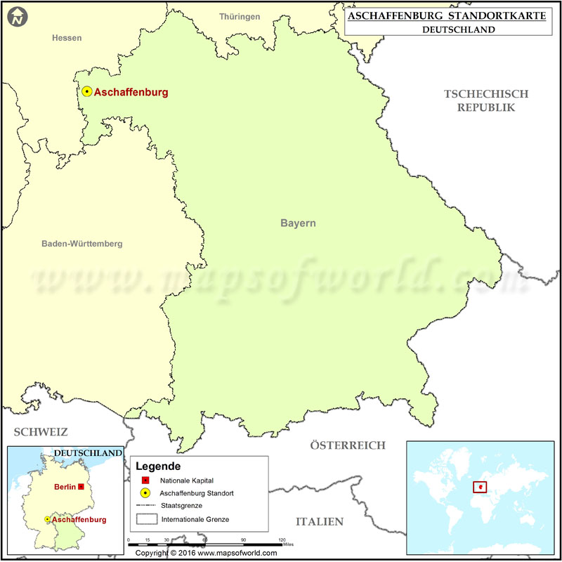 Wo liegt Aschaffenburg Lage von Aschaffenburg in Deutschland Karte