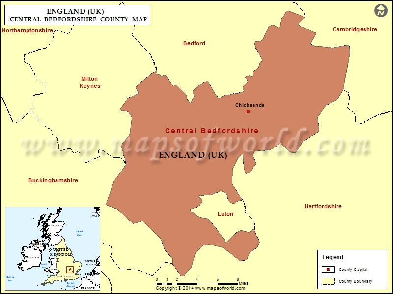 Central Bedfordshire County Map