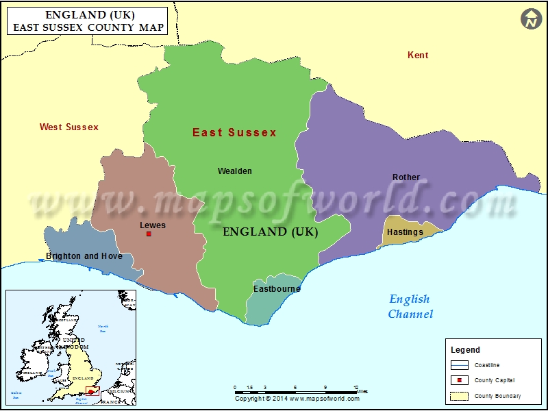 East Sussex County Map Map of East Sussex County