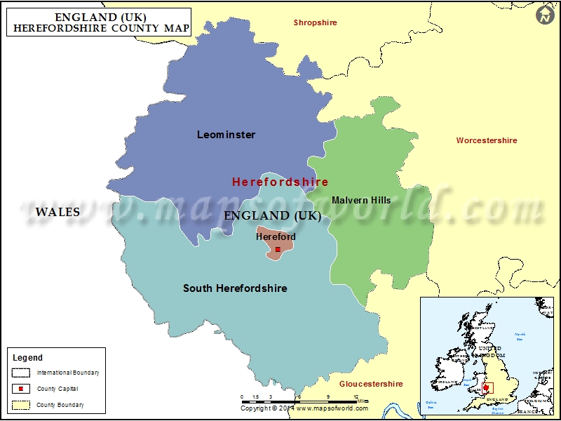 Herefordshire County Map Map of Herefordshire County