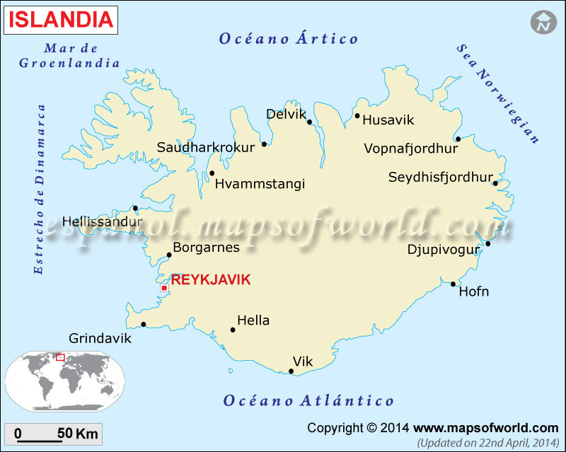 Islandia Mapa , Mapa Islandia