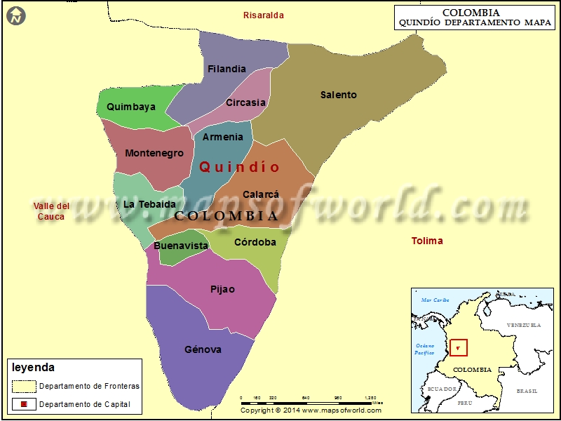 Mapa del Quindio Departamento de Quindio Colombia