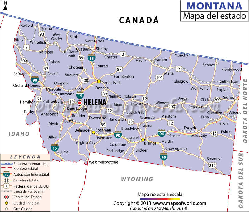 El Mapa de Estado Montana Estados Unidos de America