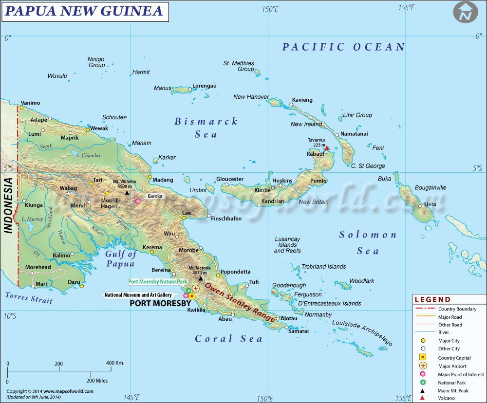 Mapa de Papúa Nueva Guinea