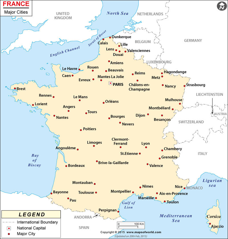 Map Of French Towns Map Of France With Cities – Mapsofworld.com