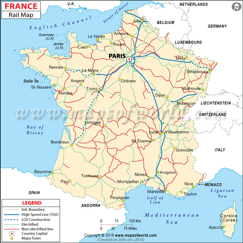 France Rail Map Rail Map of France