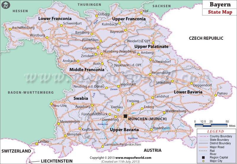 Bavaria Map Map of Bavaria