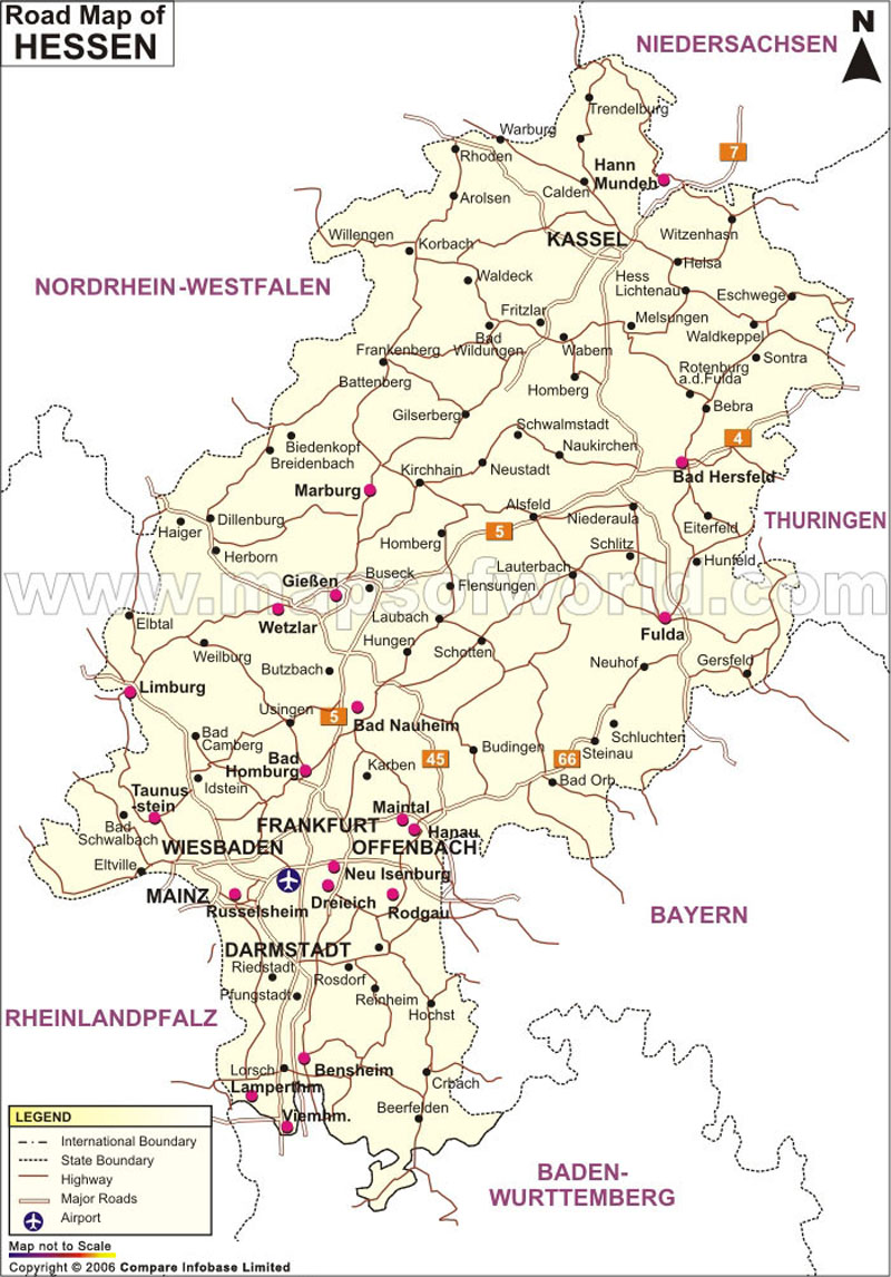 Hessen Road Map Road Map of Hessen