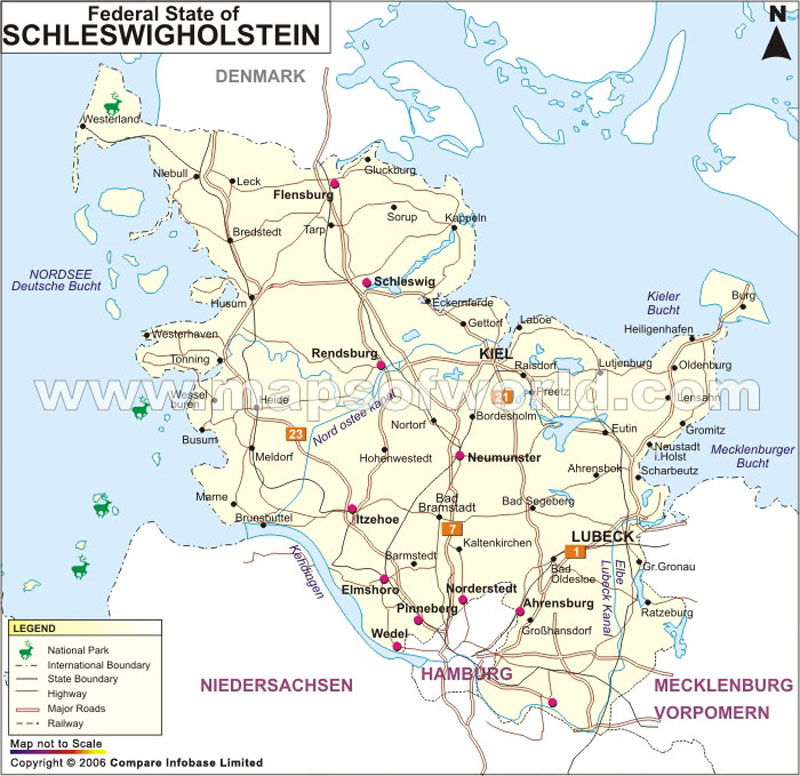 Schleswig Holstein Map Map of Schleswig Holstein