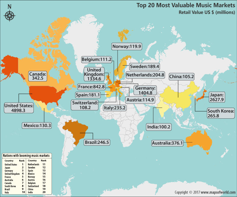 Wondering which nation has the biggest music industry in the world