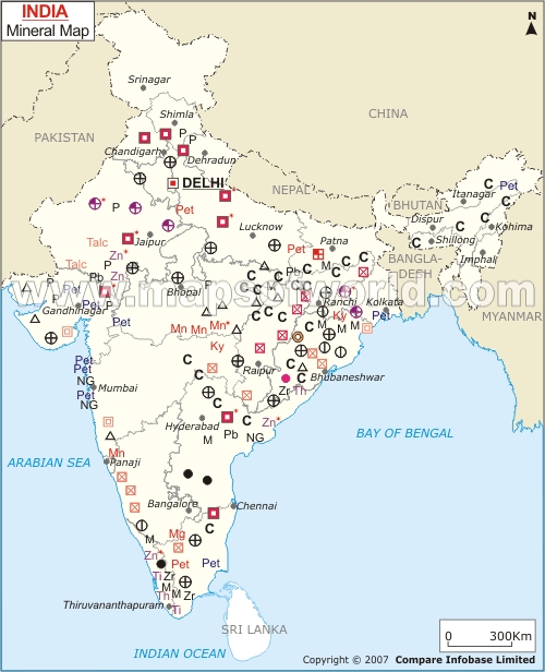 India Mineral Map Natural Resources of India