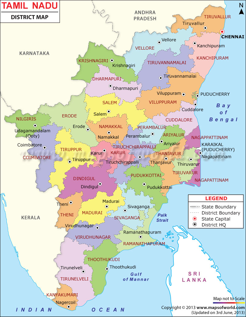 Tamilnadu Map, Tamilnadu Districts