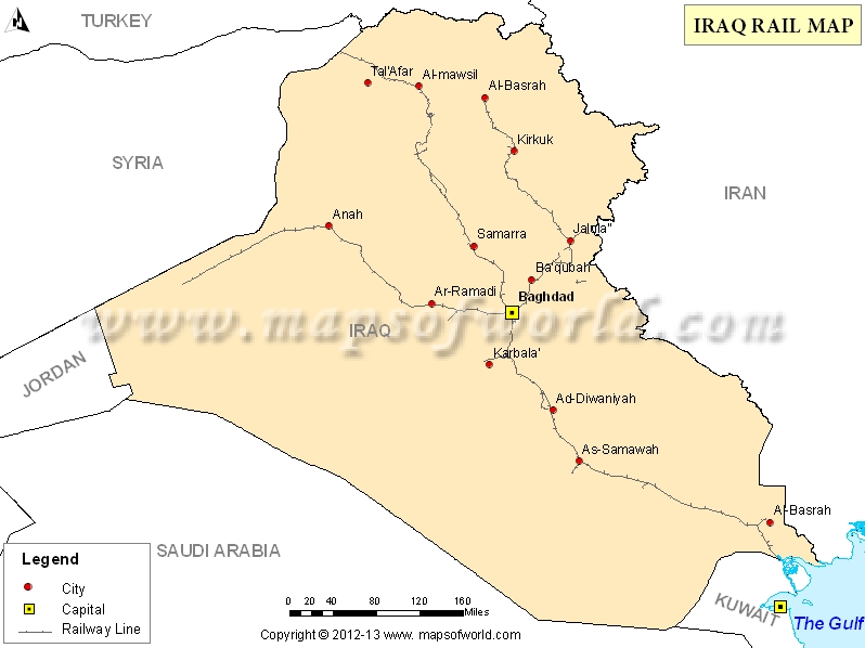 Iraq Rail Map, Railway Map of Iraq