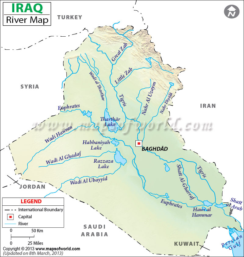 Iraq River Map, Major Rivers in Iraq