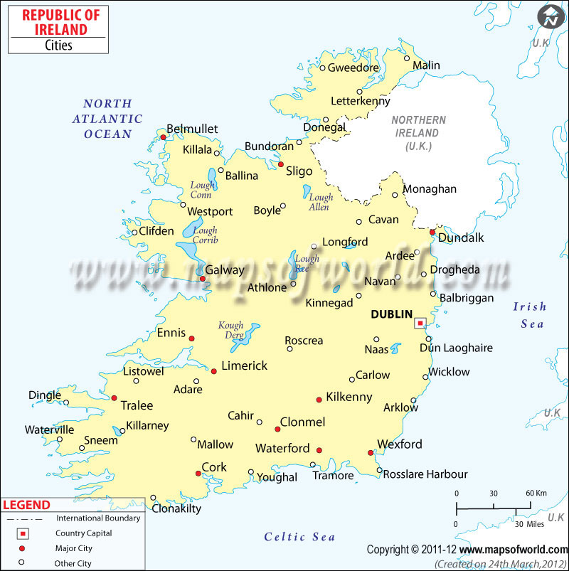 Map of Ireland With Cities Cities in Ireland