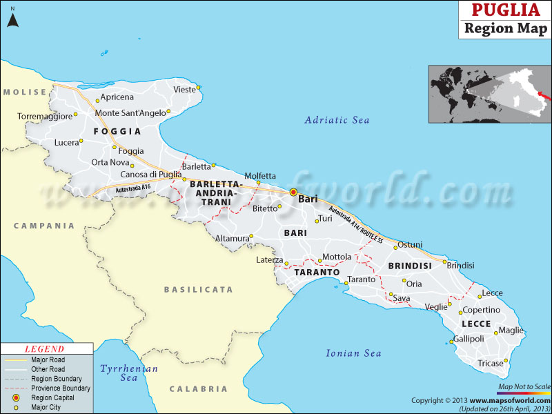 Apulia (Puglia) Italy Map Map of Puglia Italy
