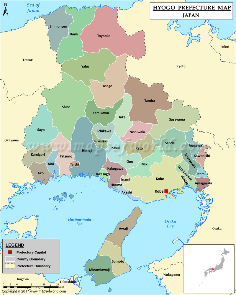 Hyogo Prefecture Map Map of Hyogo Prefecture, Japan
