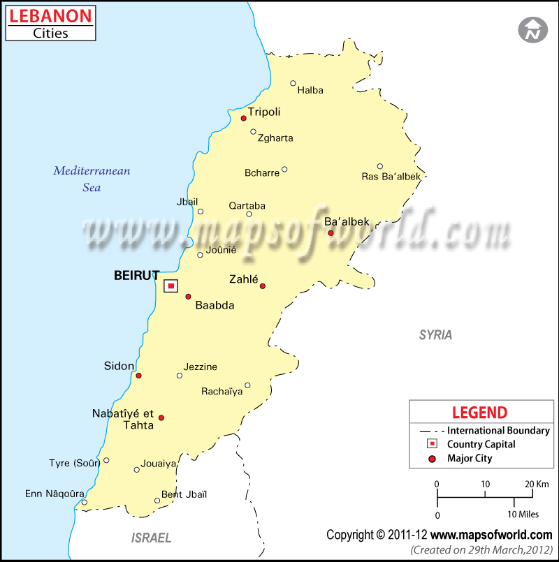 Cities in Lebanon, Lebanon Cities Map