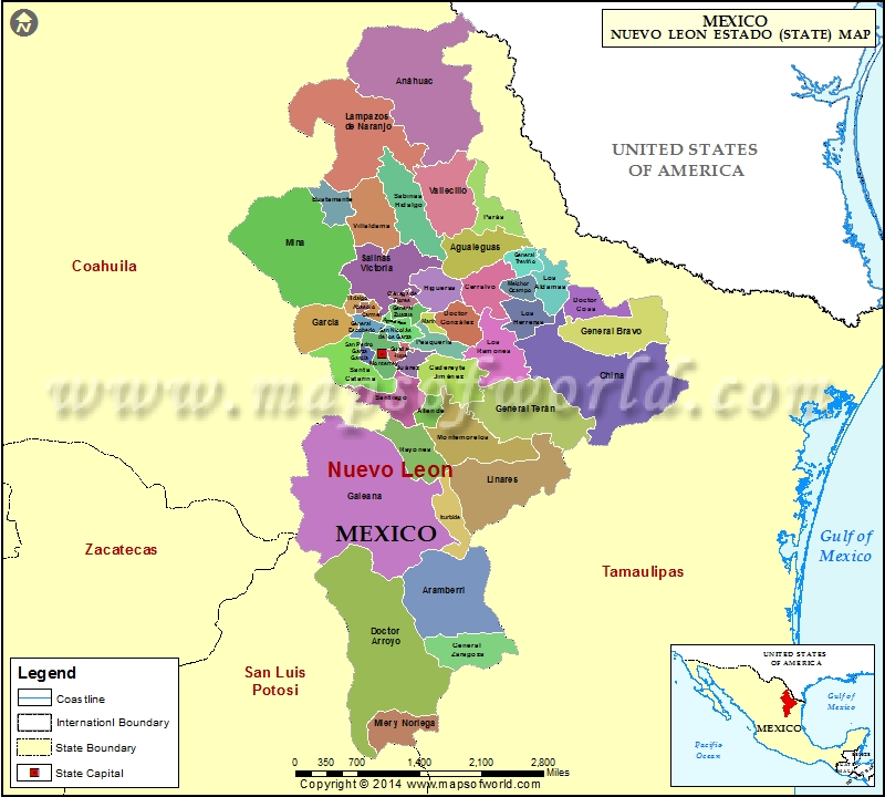 Nuevo Leon Mexico Map Nuevo Leon Mapa