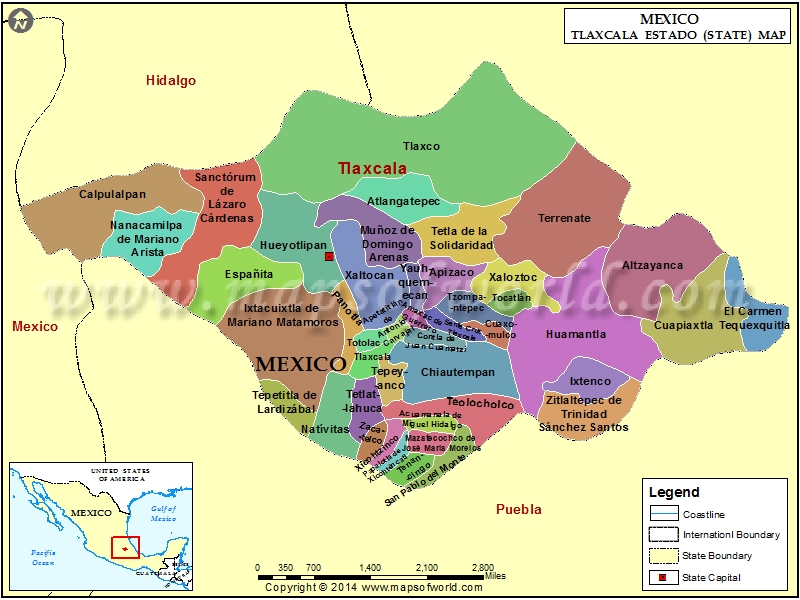 Tlaxcala Mapa Tlaxcala Mexico Map