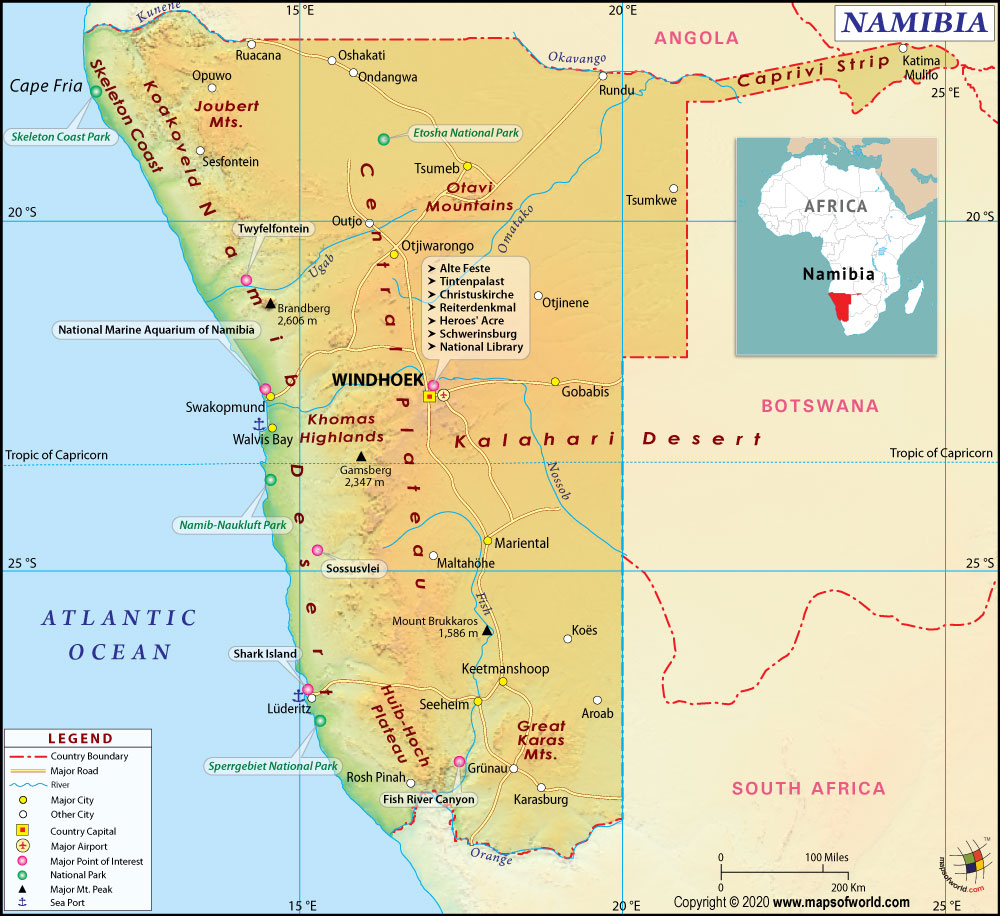 Namibia Map Map of Namibia Collection of Namibia Maps
