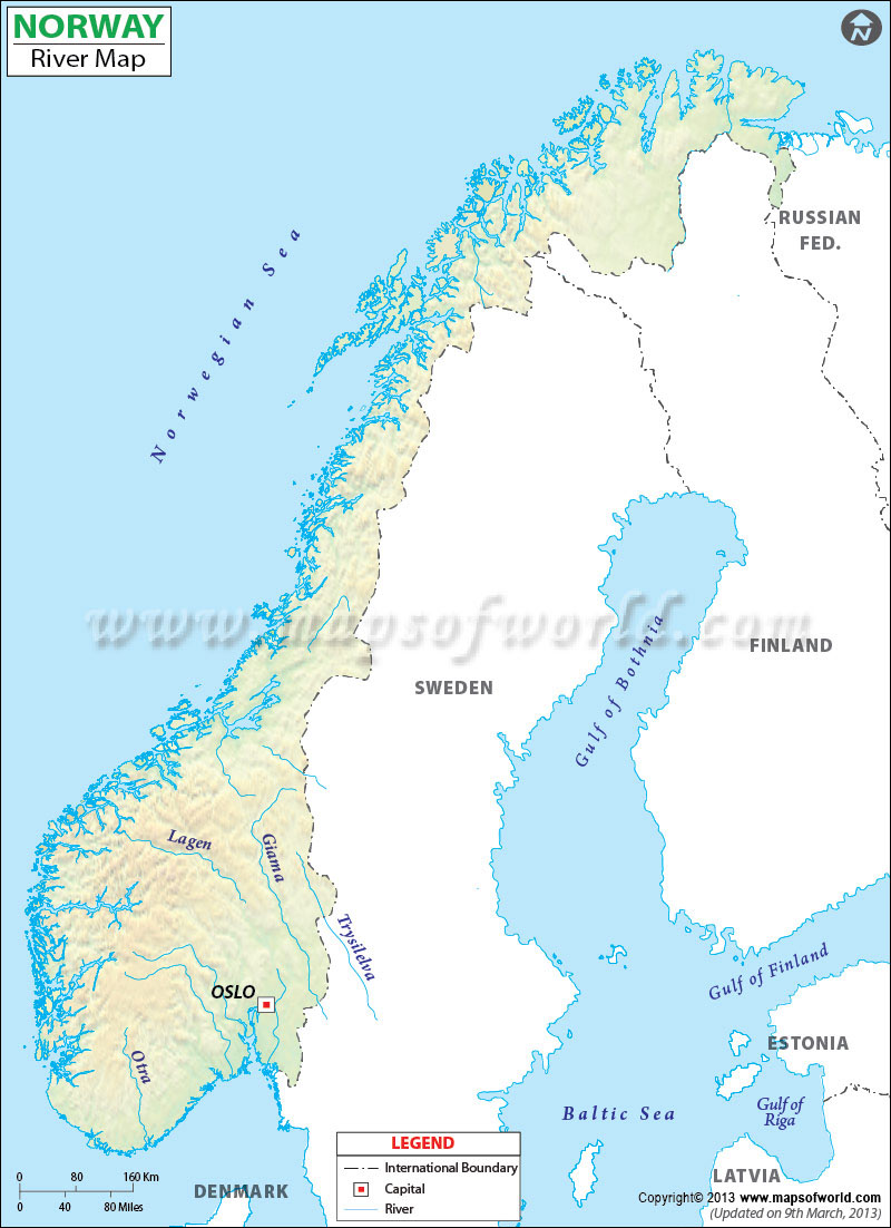 Norway Rivers Map River Map of Norway