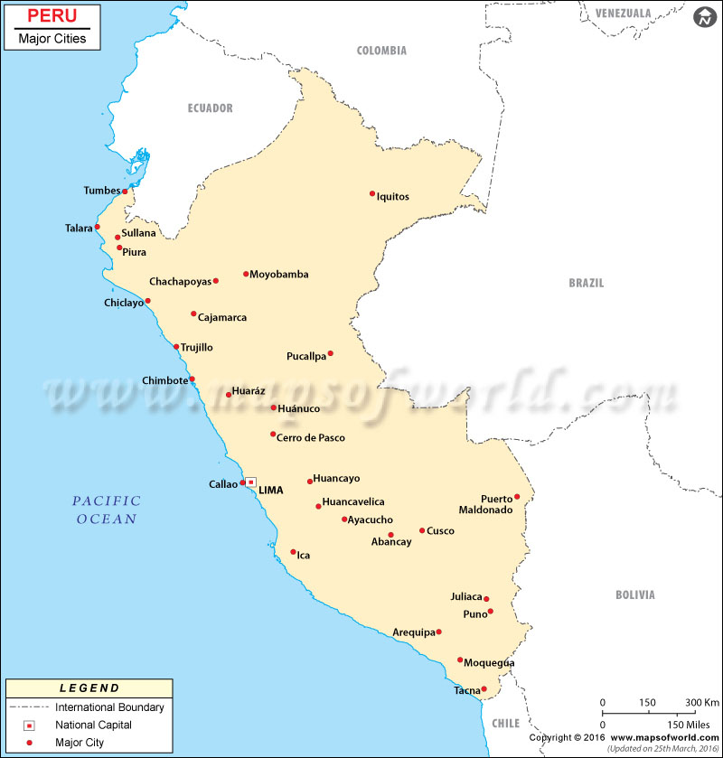 Cities in Peru, Map of Peru Cities